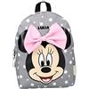 Undercover Zaino personalizzato per asilo Disney Minnie Mouse con nome ragazza | Piccolo zaino per bambini zaino per il tempo libero con grande fiocco e pois, grigio., S