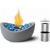 Onlyfire Camino a Bioetanolo da Tavolo, Caminetto Bioetanolo Ovale da 25 cm in Cemento con Cuscinetto Antiscivolo, Fuocherello Portatile Senza Fumo per Esterni e Interni, Giardino, Grigio