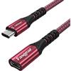 Fasgear Cavo di prolunga USB 10 Gbps USB 3.1 Gen 2 Tipo C da maschio a femmina Supporto per cavo Uscita video 4K Compatibile per porta Thunderbolt 3, Mac-Book Pro, Dell XPS, Swit-ch (50cm, Rosso)