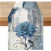 Miuyunya Runner da Tavolo Moderno Grigio Estivo Esterno 40x140 Azzurro Piante Fiori Impermeabile Runner Tavolo Primaverile Cucina Decorazione per Tavolo da Pranzo per Matrimoni Picnic Feste