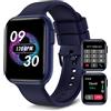 Bebinca Smartwatch Uomo Orologio smartwatch (Effettua/Risponde alle chiamate VIVAVOCE) 1.69"HD Full-touch Microfono/Frequenza cardiaca/SpO2 IP68 Impermeabile 260mAH Batería Potente（Blue）
