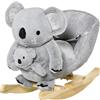 HOMCOM Cavallo a Dondolo Koala Bambini 18-36 Mesi con Suoni in Peluche Grigio