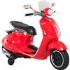 HOMCOM Vespa Giocattolo Elettrica in PP e Acciaio con Rotelle Bianca