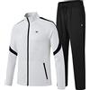 MoFiz Tute da uomo Set manica lunga causale Full Zip Running Tuta sportiva per gli uomini 2 pezzi, Aa-bianco e nero, Large