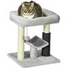 PawHut Albero Tiragraffi con Lettino per Gatti, Piattaforma, Spazzola e Palo in Sisal, Palestra per Gatti Grande Multilivello in Peluche, 40x40x48 cm, Grigio