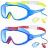 Vvinca Kids Swimming Goggles, 2 Pack Kids Swim Goggles Wide View Anti-Fog/UV No Leak Children Goggles for Boys Girls 3-14