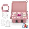 Lovbaby Set di stampi per ghiaccioli con mangiatoia per frutta per bambini, per alleviare la dentizione, per l'alimentazione sicura dei bambini, include 3 ciucci extra