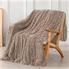 Tuddrom Coperta decorativa extra morbida in finta pelliccia, 127 x 152,4 cm, tinta unita, reversibile, leggera, a pelo lungo, soffice e confortevole, in pile di microfibra, per divano, letto, cachi