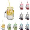 Relaxdays Set 10 Tazze con Cannuccia e Coperchio, tè Freddo, Bevande, Limonate, per Party, con Manico, 500 ml, Colorato, 8 cm
