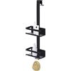 Wenko Portaoggetti Doccia MOD. Bribano Duo mensola sospesa Elegante in Acciaio Inox Nero Opaco per Box Doccia 23x71x18 cm Resistente ai Graffi