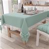 PETTI Artigiani Italiani - Tovaglia, Tovaglia da Tavola, Tovaglia Cucina Rettangolare con Pizzo Sangallo e Fiocchi, Tovaglia Copritavolo Tinta Unita in Cotone, X6 Posti (140x180 cm) Aqua
