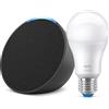 AMAZON ASSISTENTE VOCALEAMAZON Echo Pop + Smart Bulb, Bluetooth, Black