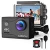 COOAU Action Cam HD 4K 64MP WiFi EIS stabilizzazione con microfono esterno fotocamera subacquea 40M con telecomando videocamera impermeabile grandangolare 170° time-lapse/2 batterie 1350mAh/accessori