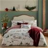 Furn. Set copripiumino natalizio Cotswolds - Biancheria da letto reversibile con motivo a quadretti (crema/bordeaux - singolo)
