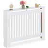 Relaxdays Copritermosifone in Legno MDF, Copricalorifero Rustico, 83x112x19 cm, Copertura Protezione Termosifone, Bianco, 100% Fibra