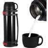 Hangrow Borraccia termica sottovuoto, grande capacità, in acciaio inox, per bevande calde e fredde, fiaschetta da viaggio per alimenti e zuppe (nero, 2000 ml)