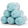 Coopay, lana per uncinetto, 100% cotone per lavorare a maglia, 6 pezzi da 50 g l'uno, morbido filato di cotone per uncinetto, lana per bambini, filato di cotone per maglioni, calzini, coperta per