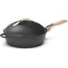 COOKUT - La Favolosa padella 8 in 1 - Un unico utensile che sostituisce padella, padella, padella - Con 2 manici rimovibili, cestello vapore/frittura, spatola in legno - METEORE, FAB28