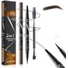 LAXISCREED Matita Sopracciglia Microblading Waterproof 2 in 1, Penna Eyeliner e Sopracciglia a 4 Punte, Professionale a Lunga Durata per Effetto Naturale Pelo a Pelo (Marrone Scuro)