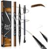 LAXISCREED Matita Sopracciglia Microblading Waterproof 2 in 1, Penna Eyeliner e Sopracciglia a 4 Punte, Professionale a Lunga Durata per Effetto Naturale Pelo a Pelo (Marrone chiaro)
