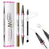 Qilnyeh Matita per Sopracciglia Impermeabile Doppia Testa, Penna Eyeliner e Sopracciglia 2 in 1, Liquido Penna Sopracciglia Effetto Pelo per creare sopracciglia naturali, a lunga durata (Marrone chiaro)