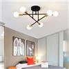 Comely Lampadario Sputnik, 6 Luci E27 Plafoniera Industriale in Metallo, Lampadario da Soffitto Moderno Regolabile per Soggiorno, Camera da Letto, Sala da Pranzo, Cucina, Corridoio (Nero + Oro)