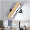 Dorlink Applique LED Girevole da Parete Interno, 5W Moderno in Legno, Plafoniera per Camera da Letto, Lampada Soggiorno, 6500K Bianco Freddo