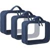 ANRUI 3 Pezzi Beauty Case Trasparente da Viaggio, TSA Borsa Trasparente Aereo per Trasporto di Liquidi, Sacchetti di Trucco Viaggio Borsa da Toilette per Donna Uomo, Blu Scuro