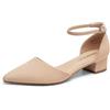 DREAM PAIRS Scarpe con Tacco Basso da Donna - Décolleté Chiusi Punta Affilata, Eleganti Comode Casual Ballerine con Cinturino alla Caviglia,Size 41,Nero-Pu,DWUMPU2569