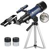 EACONN Telescopio per adulti principianti, apertura 70 mm, 400 mm, supporto AZ completo, multi-coated Optics Rifrattore, telescopio da viaggio con treppiede, adattatore per telefono