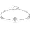 PHNIBIRD Bracciale Donna in Argento Sterling 925 con Bianco Zirconia di nascita trefle a 4 foglie ciondolo Doppio Strato Bracciale Donna regalo per mamma moglie figlia