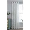 Astek Gardinenbox Tenda effetto lino, 175 x 140 cm, con occhielli in metallo, motivo a foglie, traslucido, facile da pulire, 2023495