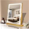 TYhogar Specchio da Trucco Hollywood Specchio 52x61cm Tre Colori di Luce e Funzione di Luminosità Regolabile con Controllo Tattile 360 Gradi Specchio Trucco con luci Specchio con luci make up