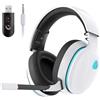 Gvyugke Cuffie Gaming, 2,4 GHz Cuffie Gaming Wireless per PC, PS4, PS5, Mac, Switch, Wireless Cuffie Bluetooth 5.2, Cuffie PS5 con Microfono Staccabile, Jack Audio 3.5 mm per Cuffie Gaming Cablate (Bianco)