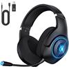 KAPEYDESI Cuffie da gioco wireless per PS5 PC, cuffie da gioco senza fili con microfono, stereo 3D, Bluetooth 5.2, cavo adattatore da 3,5 mm per Xbox Series Gamer (nero blu)