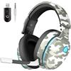 Gvyugke Cuffie Gaming, 2,4 GHz Cuffie Gaming Wireless per PC, PS4, PS5, Mac, Switch, Wireless Cuffie Bluetooth 5.2, Cuffie PS5 con Microfono Staccabile, Jack Audio 3.5 mm per Cuffie Gaming Cablate (Verde)