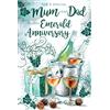 Kingfisher Cards Biglietto di auguri per il 55° anniversario matrimonio con scritta ''Mum & Dad On Your 55th Emerald Wine Cooler''