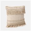 DEGHI Cuscino sfoderabile 45x45 in cotone beige e bianco con frange