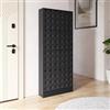 DEGHI Scarpiera salvaspazio 63x153h cm nero con frontali decorati e 4 ante a ribalta - Miara