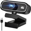 EVISTR Webcam HD per PC con Microfono - USB Camera Plug Play 2K per Videochiamate, Riunioni online, Streaming, Registrazione, Mac OS, Android, Linux