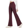 baleaf Pantaloni impermeabili foderati in pile da donna con tasche con cerniera, termici, svasati, leggings da donna invernali per passeggiate ed escursioni, Vino Rosso-31, XXL