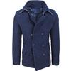 Evoga Cappotto giacca uomo slim fit invernale casual giubbotto trench doppiopetto (L, Blu scuro)
