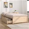 Capwee Giroletto Singolo 100x200 Letto Singolo con cassetti Giroletto Singolo con Contenitore Struttura Letto con cassetti-Naturale-100 x 200 cm