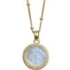 JEVLUH Collana in Madreperla Placcata Oro 18 Carati Medaglia della Vergine Maria,Collana di Fede con Perla E Medaglia Miracolosa da Donna