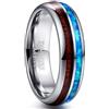 NUNCAD 6mm Anello in Legno Argento con Opale Sintetico Blu in Tungsteno Uomo Donna Comode Cupola per Anniversario Matrimonio Quotidiani Taglia 27.25