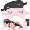 taonganui 2 mascherine per dormire in seta per bambini, maschera per gli occhi per il sonno, maschera per dormire da donna, comoda per il sonno, da uomo, da notte, con custodia, per bambini (Large)