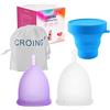 CROING 𝗖𝗼𝗽𝗽𝗲𝘁𝘁𝗮 𝗠𝗲𝘀𝘁𝗿𝘂𝗮𝗹𝗲 Coppetta Mestruale 2 Pezzi (Viola S e Bianca L)