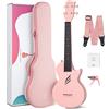 enya Ukulele Concerto Enya Nova U 23 pollici ukelele kit per principianti e Professionale con tutto il corpo in fibra di carbonio,borsa imbottita,tracolla,capotasto,corde di scorta(rosa)