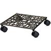 Relaxdays Carrello Portavasi Quadrato, 27,5 x 27,5 cm, Sottovaso in Metallo, 4 Ruote, Design Antico, Resistente, Bronzo