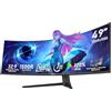 Gawfolk Monitor Gaming Curvo Ultra-Wide da 49 Pollici, 1500R, DFHD (3840×1080), 165Hz, 1MS, FreeSync, 120% sRGB, Schermo PC Regolabile in Altezza, Interfacce HDMI2.1 & DP1.4, VESA 100 * 100mm-Nero
